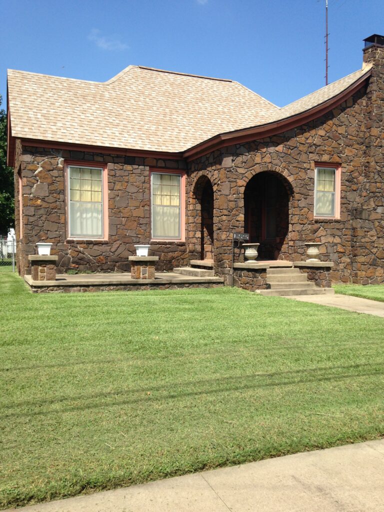 Freshly mowed green lawn